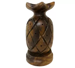 Vintage Monkey Pod Wood Pineapple Toothpick Appetizer Holder 8” Mid Century - Picture 1 of 6