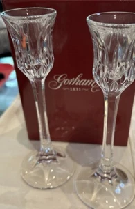 Pair Of GOTHAM Althea Crystal Candlesticks Sparkle  Crystal Taper BOXED NIB - Picture 1 of 4