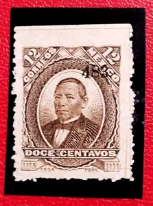 Mexico Stamps - 1879-1882 - Benito Juárez - Doce Centavos/Brown.VF+.Top Imperf. - Picture 1 of 2