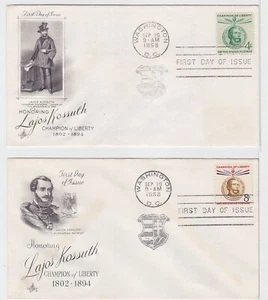 TurtlesTradingPost- Lajos Kossuth - 1958 #1117-18 Artcraft- TWO FDC - Picture 1 of 1