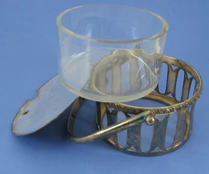 Glass & Silver-Plated Jam or Mayo Bowl with Lid & Handle Vintage - Picture 1 of 10