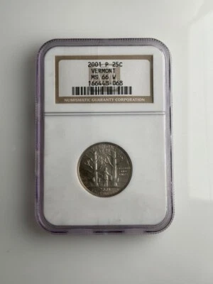 2001 Vermont State Statehood Clad Quarter 25c Coin NGC MS66 W - Image 1 of 4