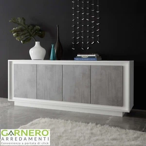 Credenza madia moderna bianco e cemento mobile design soggiorno salotto HIPNOTIC - Foto 1 di 5