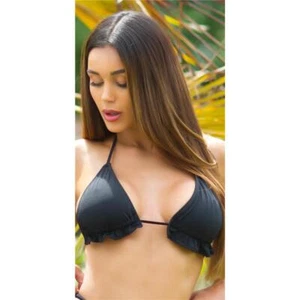 Damen Triangel Bikini-Oberteil mit Rüschen Schwarz #BI881 - Picture 1 of 30