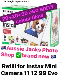 Fujifilm Instax Instant Colour Mini Films 20+20+20 Camera 99 Evo 12 11 AUSposT - Picture 1 of 1