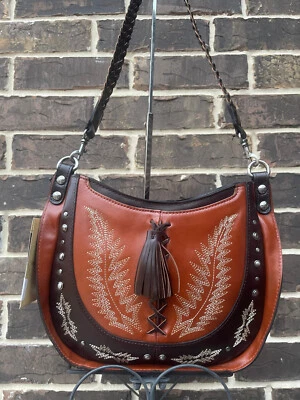 Bandolera Hobo Patricia Nash Camille Cuero Marrón Tostado Nueva con Etiquetas $269 Foto 1 de 4