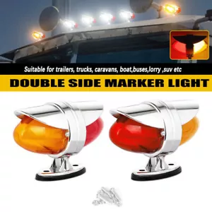 2Pcs Amber Red LED Double Face Watermelon Pedestal Lights Chrome Single Stud New - Picture 1 of 9