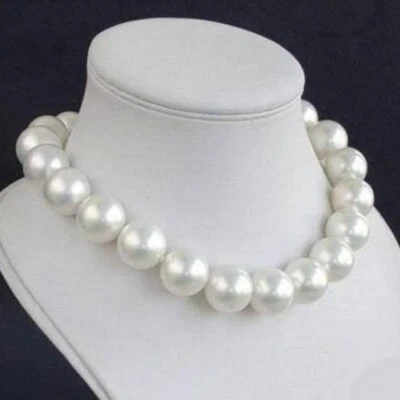 LARGE FASHION 14 MM SOUTH SEA WHITE  BAROQUE SHELL PEARL NECKLACE 18 " - Изображение 1 из 4