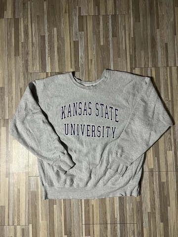 Vintage Kansas State Wildcat Reverse Weave Style Crewneck Sweatshirt Gray XXL Cover