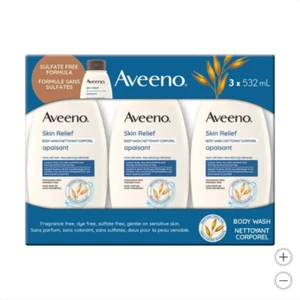AVEENO Skin Relief Body Wash Fragrance Free 18 oz ( 3 bottles ) - Picture 1 of 2