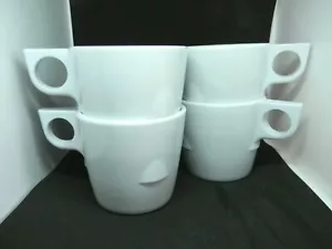 Melamine White Cafe Cups Mugs Dallas Ware Stacking RV Tiny home 8oz Lot 4 - Picture 1 of 7