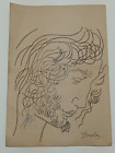 Salvador Dali (Handmade) - Drawing on Old paper signed and Stamped vtg