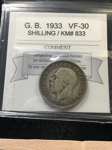 1933 Great Britain, One Shilling Coin Mart Graded**VF-30** KM# 833 - Picture 1 of 8