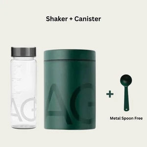 AG1 Athletic Greens Metal Canister with Metal Scoop and Mixing Bottle - Picture 1 of 5