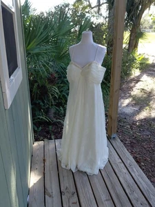 Davids Bridal Galina Wedding Dress Sz 18W Ivory Sequin Bodice Lace Over Lining - Picture 1 of 21
