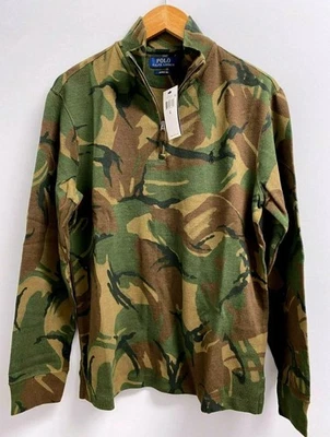 NUEVO Polo Ralph Lauren Sudadera Para Hombre S Estate Rib 1/4 Cremallera Camuflaje Poni Logo Foto 1 de 4