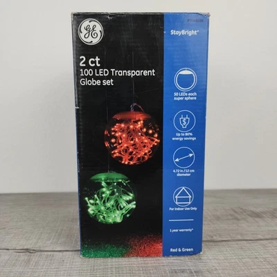 Set Of 2 GE Hanging Super Sphere Light Display with 50 Red / Green LED Lights - Image 1 of 4