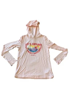 Eddie Bauer Girls Youth Size L Large 14 Thin Long Sleeve Pink Hooded Shirt GUC - Picture 1 of 15