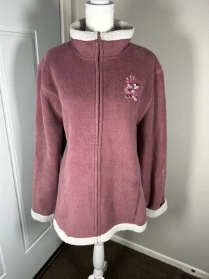Disneyland Mickey Minnie Corazón Malva Amor Cremallera Completa Chaqueta Polar XL Bordada  Foto 1 de 4