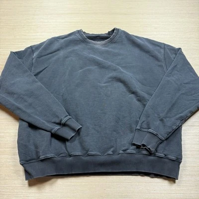 Boxy Faded Black Sweatshirt Men’s Large Distressed Y2K Vintage - Image 1 of 4