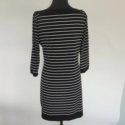 White House Black Market Women’s Dress Small Boatneck Striped Black White WHBM - Image 1 of 4