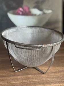 Vintage Wire Mesh Strainer Colander with Handles & Stand – Farmhouse Kitchen - Picture 1 of 8