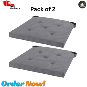 2x New IKEA JUSTINA Chair Pads Grey 42/35x40x4cm Comfortable Soft Cushion - Picture 1 of 7