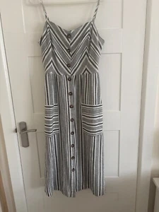 ladies size 12 Warehouse Cotton/ linen shoestring dress with pockets & buttons - Picture 1 of 4