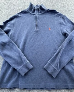 Polo Ralph Lauren Pullover Herren Large Blau Rippstruktur Logo 1/4 Zip Pulli - Bild 1 von 11