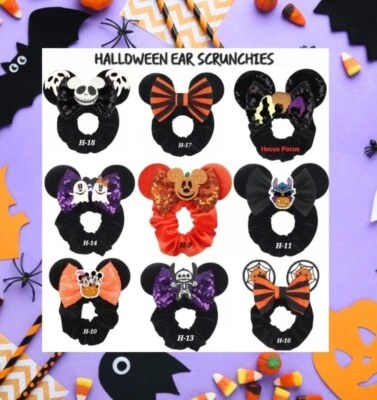 Halloween Minnie ears, Mouse ear scrunchies, Halloween, Mickey Ears, Disney Ears - Image 1 of 4