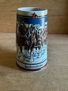 Budweiser Clydesdales Bierkrug Anheuser Busch Vintage Winter 1989 limitierte Auflage - Bild 1 von 24
