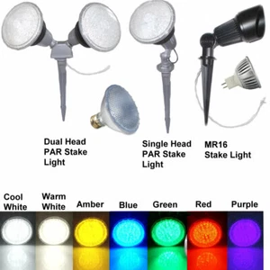 LED Yard Garden Landscape Flood Stake Light 120v 120 Volt 12 Volt 12V PAR MR16 - Picture 1 of 1