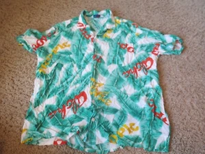 Vintage 80's/90's Tropically Yours Hawaiian Aloha Shirt Green Banana Rayon Large - Picture 1 of 5
