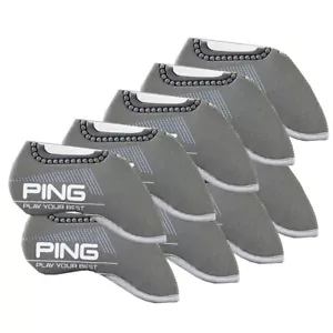 PING 2024 New Premium Original Golf Iron Club Head Cover(9pcs) Grey Neoprene - Picture 1 of 2