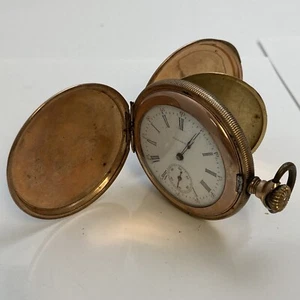 Antique 1901 Waltham Pocket Watch Seaside 15j Model 1890 Hunter Dueber Case GF - Picture 1 of 14