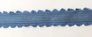 Dusty blue woven jacquard ribbon 2 yards x 1 "VTG rayon 100% German - Picture 1 of 3