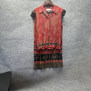 Villager Liz Claiborne Skirt Set Med Petite Red Black Floral Vtg Asian Coastal - Picture 1 of 11