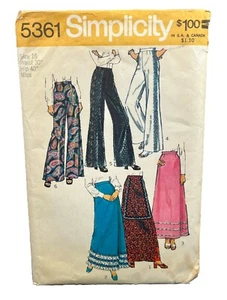 Simplicity 5361 Flared Pants & Ankle Length Skirt Vintage 1972 Size 16 Uncut - Picture 1 of 7
