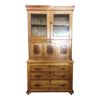 Antiguo escritorio de oficina en casa, librería de secretaria frontal desplegable Foto 1 de 4