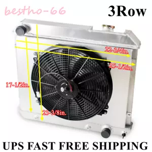 3 ROW ALUMINUM RADIATOR WITH 16" FAN FOR 1963-1966 64 65 CHEVY TRUCK PICKUP C10 - Picture 1 of 13