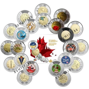 🇨🇦 Canada Full Toonie $2 Dollars 27-Coin Set, 2017-2024 + 2017 My Canada card - Picture 1 of 1