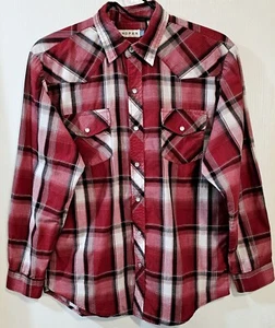 Roper Rodeo Red Plaid Shirt Womens Pearl Snap Buttons Pockets 100% Cotton XL - Picture 1 of 8