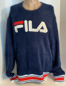 fila Womens sweater blue faux fur