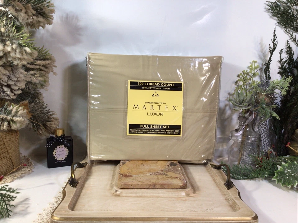 Martex Luxor Full Size Sheet Set~Beige~NEW~100% Egyptian Cotton~300 Thread Count - Image 1 of 4