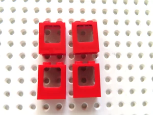 Lego 4 x Fenster Flugzeug 60032 rot 1x2x2 Scheibe 60601 transp. schwarz - Bild 1 von 1