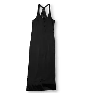 BCBGMaxAzria Sara Kleid Gr. M Racerback Slip Maxi schwarz fließend Resort lang - Bild 1 von 9