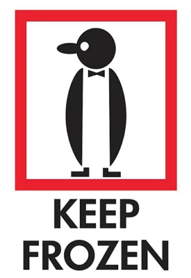 3x4 Penguin Keep Frozen Stickers Refrigerate Food Packaging Labels 1 Roll of 500 - Image 1 of 3