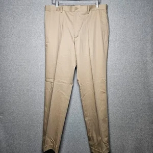  NWT Claiborne Pants Mens 34x32 Khaki Brown Dress Straight Leg Flat Front Chinos - Picture 1 of 7