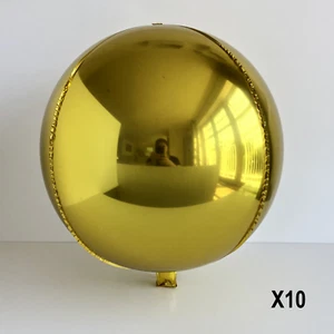 10 x Brand New 18" Sphere Orb Round Balloons GOLD Party Balloons - Picture 1 of 4