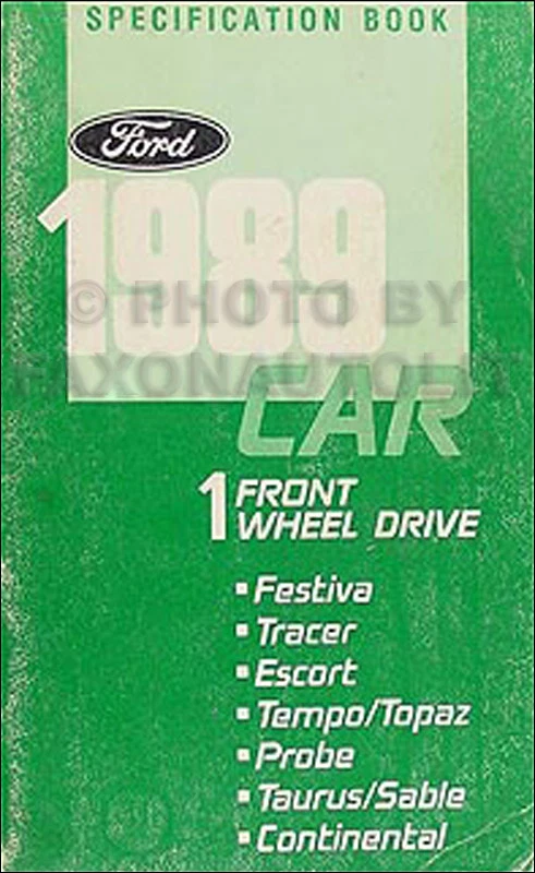1989 Servizio Specifiche Libro Mercury Tracer Topazio Sable Lincoln Continental - Immagine 1 di 1